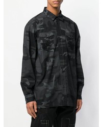 Chemise à manches longues camouflage noire Maharishi