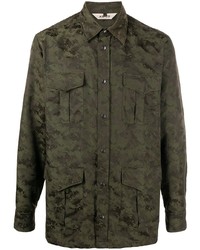 Chemise à manches longues camouflage olive Aspesi