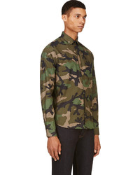 Chemise à manches longues camouflage olive Valentino