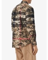 Chemise à manches longues camouflage olive Burberry