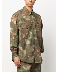 Chemise à manches longues camouflage olive Moschino