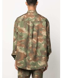 Chemise à manches longues camouflage olive Moschino