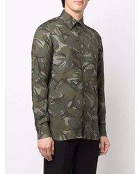 Chemise à manches longues camouflage olive Tom Ford