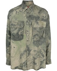 Chemise à manches longues camouflage olive Diesel