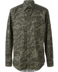 Chemise à manches longues camouflage olive Dolce & Gabbana