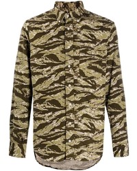 Chemise à manches longues camouflage olive Gitman Vintage