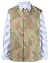 Chemise à manches longues camouflage olive Marni