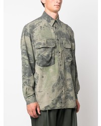 Chemise à manches longues camouflage olive Diesel