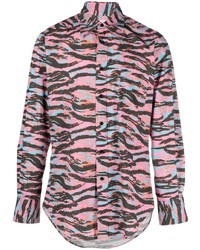 Chemise à manches longues camouflage rose