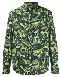 Chemise à manches longues camouflage verte Marni