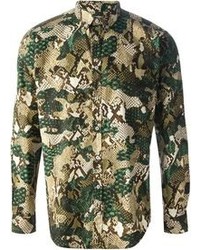 Chemise à manches longues camouflage verte MSGM