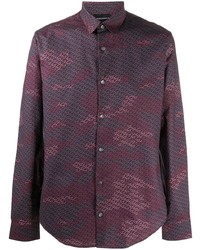Chemise à manches longues camouflage violette Emporio Armani