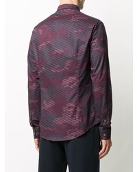Chemise à manches longues camouflage violette Emporio Armani