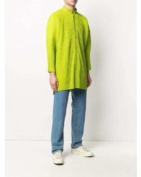 Chemise à manches longues chartreuse Homme Plissé Issey Miyake