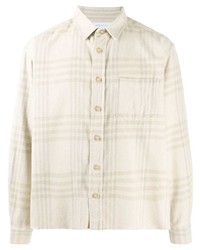 Chemise à manches longues écossaise beige John Elliott