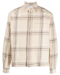 Chemise à manches longues écossaise beige John Elliott