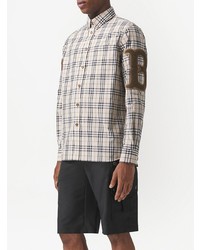 Chemise à manches longues écossaise beige Burberry