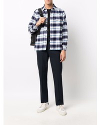 Chemise à manches longues écossaise blanc et bleu marine Sebago