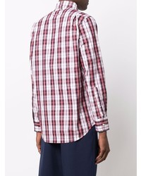 Chemise à manches longues écossaise blanc et rouge Thom Browne