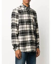 Chemise à manches longues écossaise blanche et noire Barbour