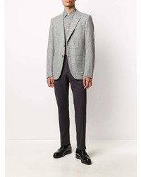 Chemise à manches longues écossaise blanche et noire Ermenegildo Zegna