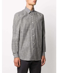 Chemise à manches longues écossaise blanche et noire Ermenegildo Zegna