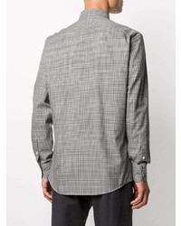 Chemise à manches longues écossaise blanche et noire Ermenegildo Zegna