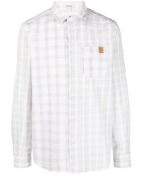 Chemise à manches longues écossaise blanche Loewe