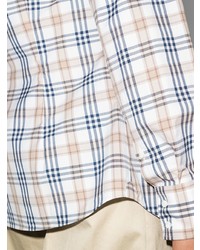 Chemise à manches longues écossaise blanche Brunello Cucinelli