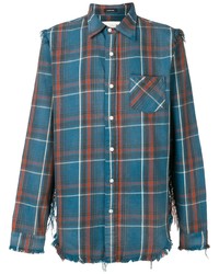 Chemise à manches longues écossaise bleu canard R13