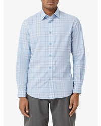 Chemise à manches longues écossaise bleu clair Burberry