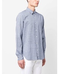 Chemise à manches longues écossaise bleu clair Aspesi