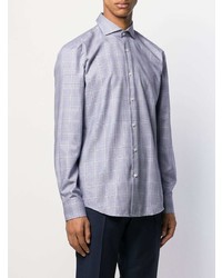 Chemise à manches longues écossaise bleu clair BOSS HUGO BOSS