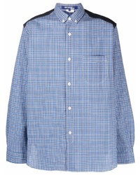 Chemise à manches longues écossaise bleu clair Junya Watanabe