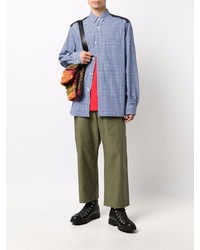 Chemise à manches longues écossaise bleu clair Junya Watanabe