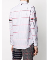 Chemise à manches longues écossaise bleu clair Thom Browne