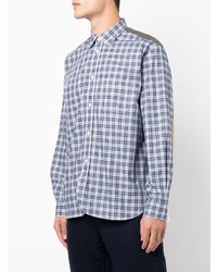 Chemise à manches longues écossaise bleu marine et blanc Junya Watanabe MAN