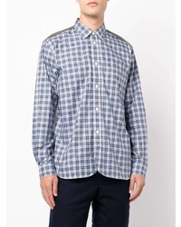 Chemise à manches longues écossaise bleu marine et blanc Junya Watanabe MAN