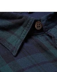 Chemise à manches longues écossaise bleu marine et vert