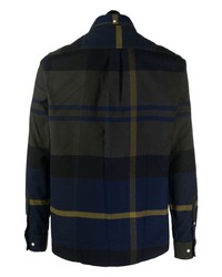 Chemise à manches longues écossaise bleu marine et vert Barbour