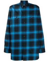 Chemise à manches longues écossaise bleu marine Givenchy