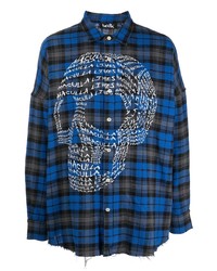 Chemise à manches longues écossaise bleu marine Haculla