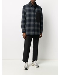 Chemise à manches longues écossaise bleu marine Acne Studios