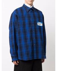 Chemise à manches longues écossaise bleu marine Vetements