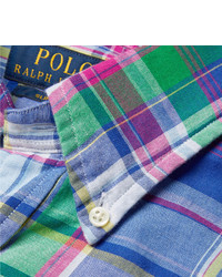 Chemise à manches longues écossaise bleue Polo Ralph Lauren