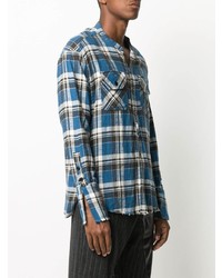 Chemise à manches longues écossaise bleue Greg Lauren