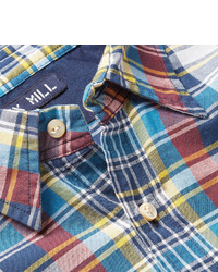 Chemise à manches longues écossaise bleue Alex Mill