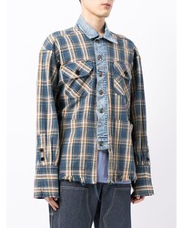 Chemise à manches longues écossaise bleue Greg Lauren