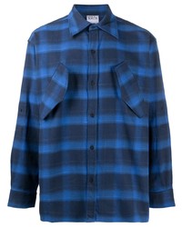 Chemise à manches longues écossaise bleue Marcelo Burlon County of Milan
