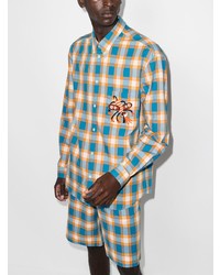 Chemise à manches longues écossaise bleue Gucci